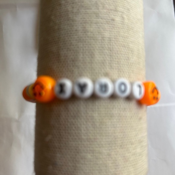 Lorax Orange Yellow And Blue Handmade Flat Clay Bead Braclet - Picture 3 of 3